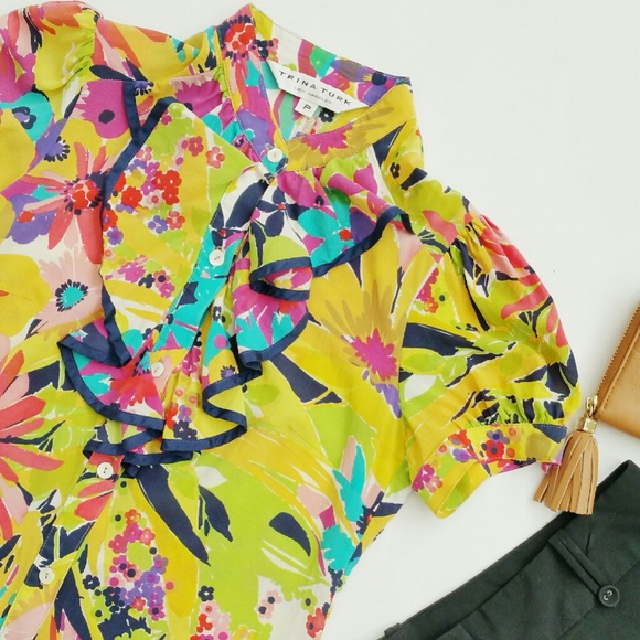 Trina Turk Tops - Trina Turk - Floral Print Ruffle Top